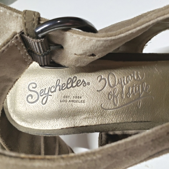 Seychelles Suede Leather Peep Toe Heel size 10 women's Stacked high heels - Picture 7 of 12